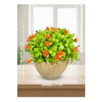 Dekoratif Saksılı Yapay Çiçek - Turuncu Minyatür Güller - Canlı Görünümlü Masaüstü Bitki