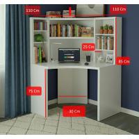 Köşe Çalışma Masası ve Kitaplık Seti: Ergonomik & Şık Beyaz MDF Tasarım