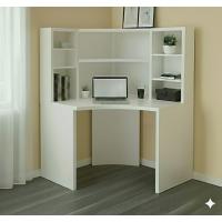 Köşe Çalışma Masası ve Kitaplık Seti: Ergonomik & Şık Beyaz MDF Tasarım