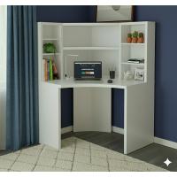 Köşe Çalışma Masası ve Kitaplık Seti: Ergonomik & Şık Beyaz MDF Tasarım