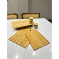 Lüks 5 Parça Bambu Mutfak Seti - Ayaklı ve Düz Kesme Tahtası Takımı - 15mm Kalınlık