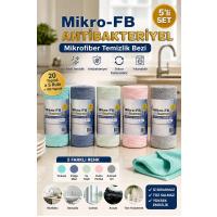 Mikro-FB 5’li Set Mikrofiber Rulo Temizlik Bezi – 100 Yaprak, 25x32 cm, 450 g/Rulo, Yıkanabilir ve Yüksek Emici