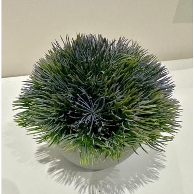 Premium Minimal Beton Görünümlü Saksı – Mor Çiçekli Yapay Bitkili | 1 Adet