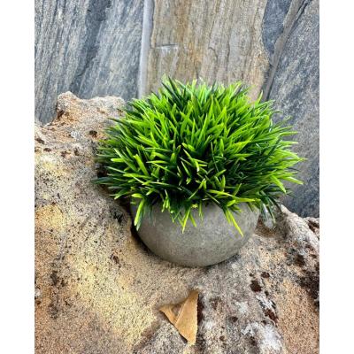 Premium Yapay Çim Topu Gri Saksıda Dekoratif Masa Üstü Çiçeği ?