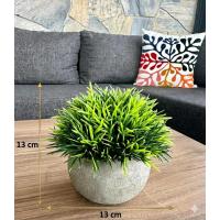 Premium Yapay Çim Topu Gri Saksıda Dekoratif Masa Üstü Çiçeği ?