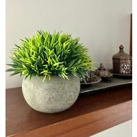Premium Yapay Çim Topu Gri Saksıda Dekoratif Masa Üstü Çiçeği ?