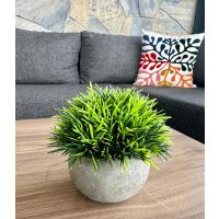 Premium Yapay Çim Topu Gri Saksıda Dekoratif Masa Üstü Çiçeği ?