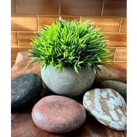 Premium Yapay Çim Topu Gri Saksıda Dekoratif Masa Üstü Çiçeği ?