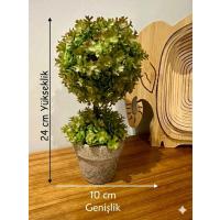 Premium Yapay Sukulent / Canlı Görünümlü Dekoratif Bitki - Gri Saksılı 13x17 cm