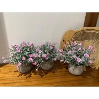 Saksıda Dekoratif Pembe Bahar Çiçeği - 20 cm (Yapay Çiçek 3 Saksı )