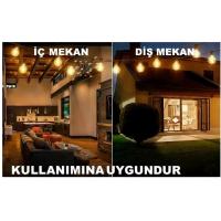 Yeni Nesil Solar Bahçe Işığı 15 Metre 25+2 Ampul - Güneş ve USB Şarjlı - Sensörlü ve Dış Mekan Led