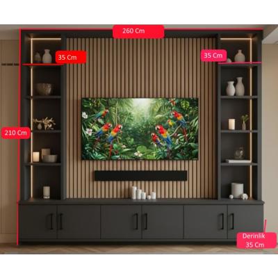 Dark Matter TV Ünitesi LED Aydınlatmalı • 1. Sınıf MDF Gövde • Modern Tasarım