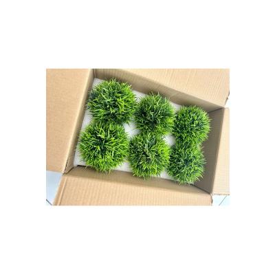 6'lı Özel Polystone Saksılı Yapay Çim Topu Seti - Dekoratif Masa Çiçeği - Taş Görünümlü Saksı