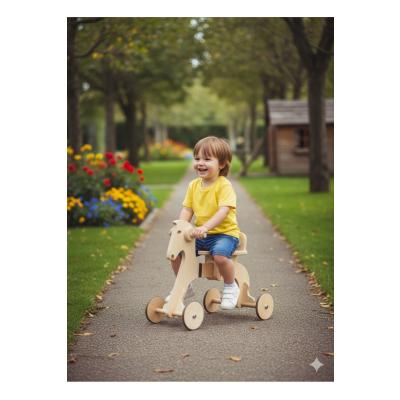 Montessori Çocuk Denge Bisikleti 2-6 Yaş MDF At Başlık